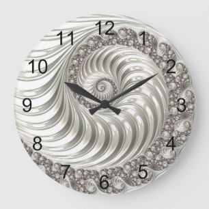 Modern Fractal White Stunning Metallic Metal Grote Klok