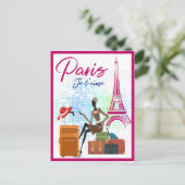 Modern France Paris je t'aime Eiffel Tower Travel Briefkaart (Staand voorkant)