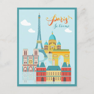 Modern France Paris je t'aime Eiffel Tower Travel Briefkaart