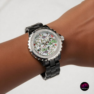 Modern Frans Bijen & Bloemen Sierkussen Horloge