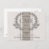 modern frans café briefkaart (Voorkant / Achterkant)