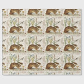 modern  frans konijn in de tuin cadeaupapier (Vlak)