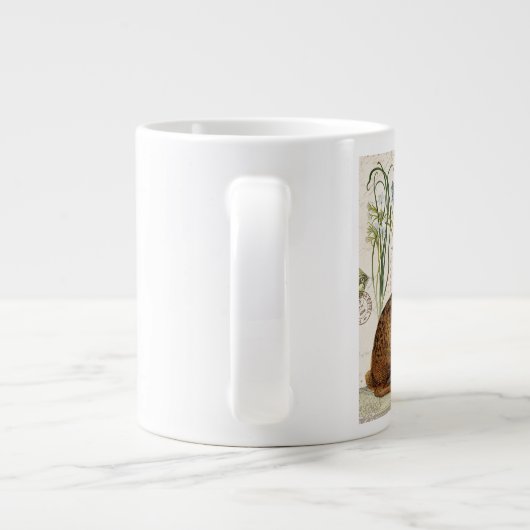 modern  frans konijn in de tuin extra grote mok (Achterkant)