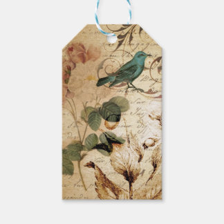 Modern Frans Scripts vogelbotanisch Cadeaulabel