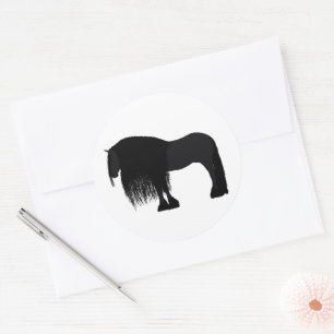 Modern Friesian Horse Illustratie Ronde Sticker