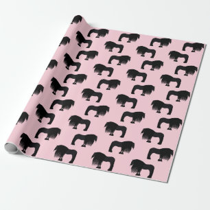 Modern Friesian Horse Illustration Pink Cadeaupapier