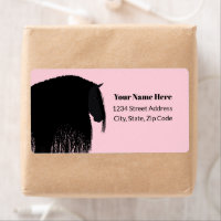 Modern Friesian Horse Pink Address Return
