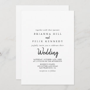 Modern front & back Wedding Kaart