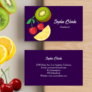 Modern Fruits Health Care Paarse Voedingsdeskundig Visitekaartje