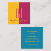 Modern Fuchsia roze en geel Vierkante Visitekaartje (Voorkant / Achterkant)