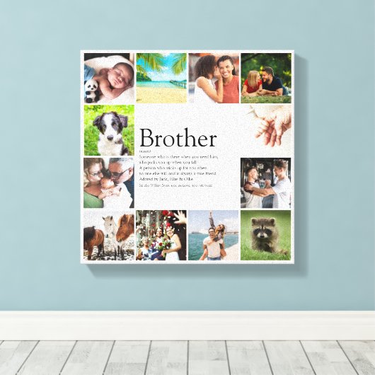 Modern Fun 12 Photo Cool Best Brother Definition Canvas Afdruk (Insitu (Houten vloer))