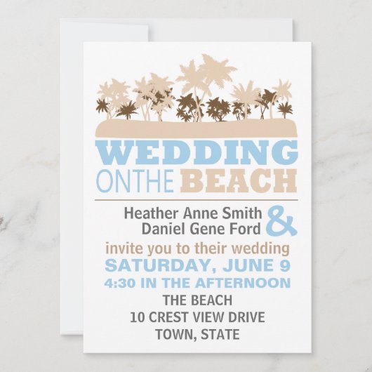 Modern Fun Beach Wedding Theme Uitnodigingen (Voorkant)