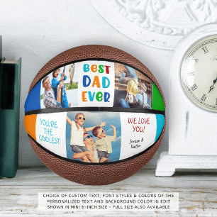 Modern Fun BEST DAD EVER Colorful Photo Collage Basketbal