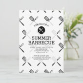 Modern Fun Black White Summer Barbecue Party Kaart (Staand voorkant)