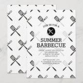 Modern Fun Black White Summer Barbecue Party Kaart (Voorkant / Achterkant)