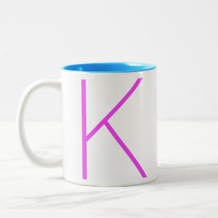 Modern Fun Bright Minimale Neon Monogram 2-toon C Tweekleurige Koffiemok