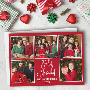 Modern Fun Calligrafie 5 Foto Feliz Navidad Red Feestdagenkaart