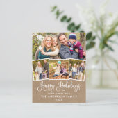 Modern Fun Calligraphy 4 Photo Kraft Holiday Briefkaart (Staand voorkant)