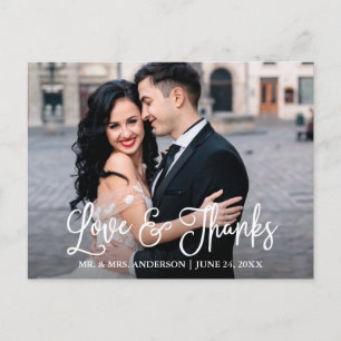 Modern Fun Calligraphy Love and Bedankt Wedding Briefkaart