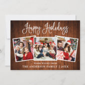 Modern Fun Calligraphy Wood 3 Foto Feestdagenkaart (Voorkant)