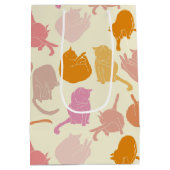 Modern Fun Cat Pattern Roze Sinaasappel Perzik Medium Cadeauzakje (Achterkant)