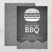 Modern Fun Chalkboard Chevron Barbecue Party Kaart (Voorkant / Achterkant)