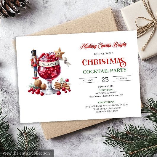 Modern fun Christmas cocktails party invitation