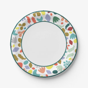 Modern Fun Colorful Patterted Green Border Papieren Bordje