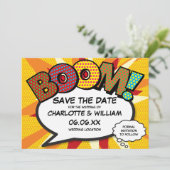 Modern Fun Comic Book BOOM Save The Date (Staand voorkant)