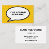 Modern Fun Comic Book Speech Bubble Message Visitekaartje (Voorkant / Achterkant)