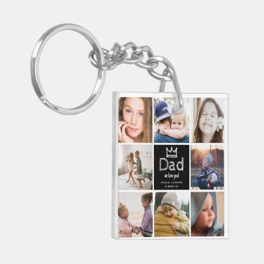 Modern Fun Dad 8 Photo Collage Keepomwille Sleutelhanger (Voorkant Links)