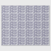 Modern Fun Doodle Blue Merry kerstavond Cadeaupapier (Vlak)
