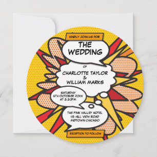 Modern Fun Geometric Comic Book Wedding Kaart
