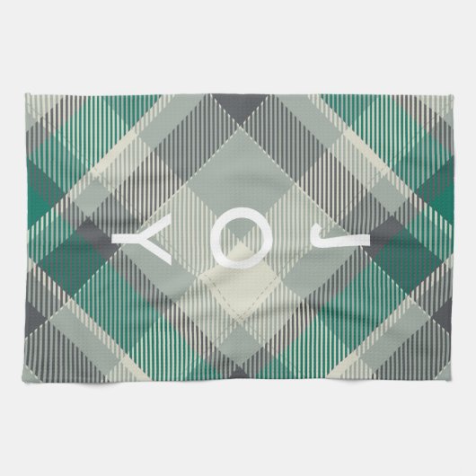 Modern Fun Gingham Pset Merry Kerstfeestdag Theedoek (Horizontaal)