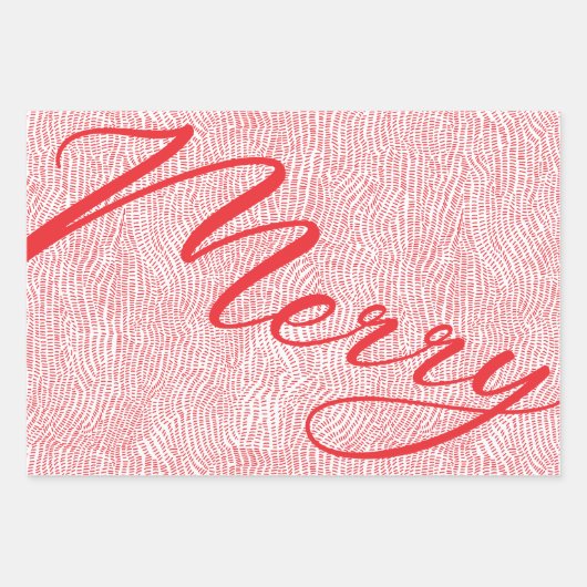 Modern Fun Hand Drawn Merry Kerstfeestdag Inpakpapier Vel (Voorkant)