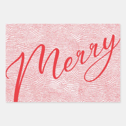 Modern Fun Hand Drawn Merry Kerstfeestdag Inpakpapier Vel (Voorkant 3)