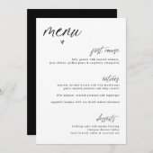 Modern Fun Handwriting Heart Simple Mariage Menu (Devant / Derrière)