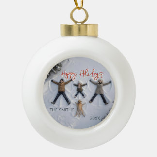 Modern & Fun "Happy Holidays" Photo Keramische Bal Ornament