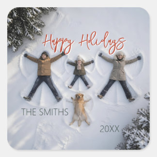 Modern & Fun "Happy Holidays" Photo Vierkante Sticker