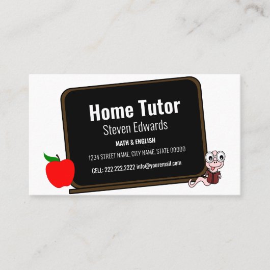 Modern Fun Home Tutor krijtbord Visitekaartje (Voorkant)