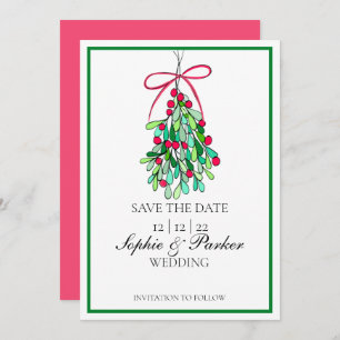 Modern Fun Mistletoe slaat de datum op Save The Date