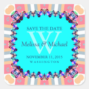 Modern Fun Monogram Save the Date Sticker