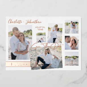 Modern Fun Multi Photo Save the Date Bar Folie Uitnodiging