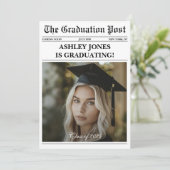 Modern Fun Newspaper Photo Graduation Kaart (Staand voorkant)