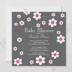 Modern & Fun Pink Flowers Flora Meisjes Baby showe Kaart