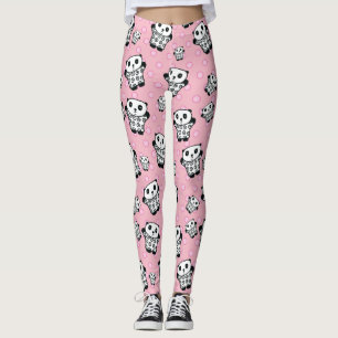 Modern Fun Pink Panda Beer Polka Dot Leggings