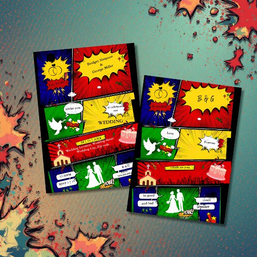 Modern Fun Retro Bachelor Vegas Comic Story Kaart