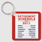 Modern Fun Rood Blauw Wit Man Retirement Schedule Sleutelhanger (Voorkant)
