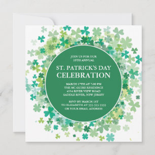 Modern Fun Shamrock St. Patrick's Party Invitation Kaart