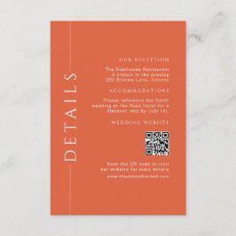 Modern Fun Sinaasappel Wedding Details QR-code inv Informatiekaartje